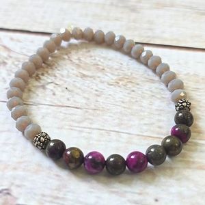 Pyrite Stone Bead Bracelet (Elastic)